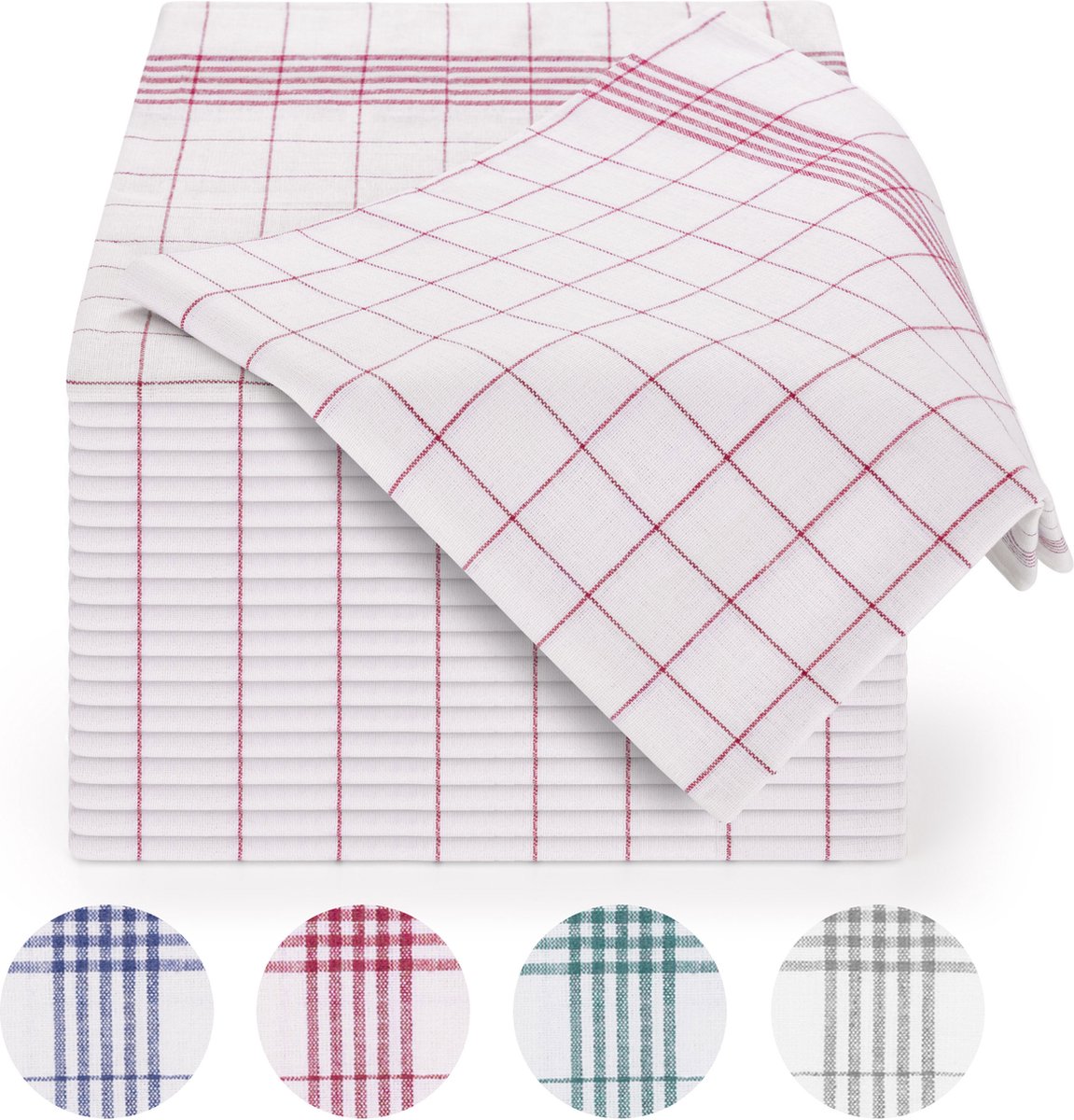 Blumtal Premium Theedoekenset - Keukendoeken - Geruit - 50 x 70cm - Rood - Set van 10