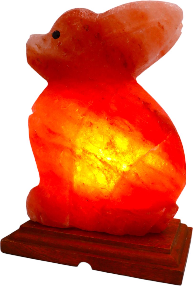 Zoutlamp - Konijn Lamp - Dimbare - Pink Gold - 25x15x12cm - 3kg - Met Dimmer - 100% Himalayazout - Tafellamp – Sfeerlamp – Himalaya Zoutsteen Nachtlampje – Dimbaar – Cadeau