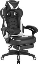 Chaise de Gaming Eija - Réglable en hauteur - Avec repose-pieds - Chaise de jeu - Chaise - Chaise de bureau ergonomique - Chaise - Wit - Cuir artificiel