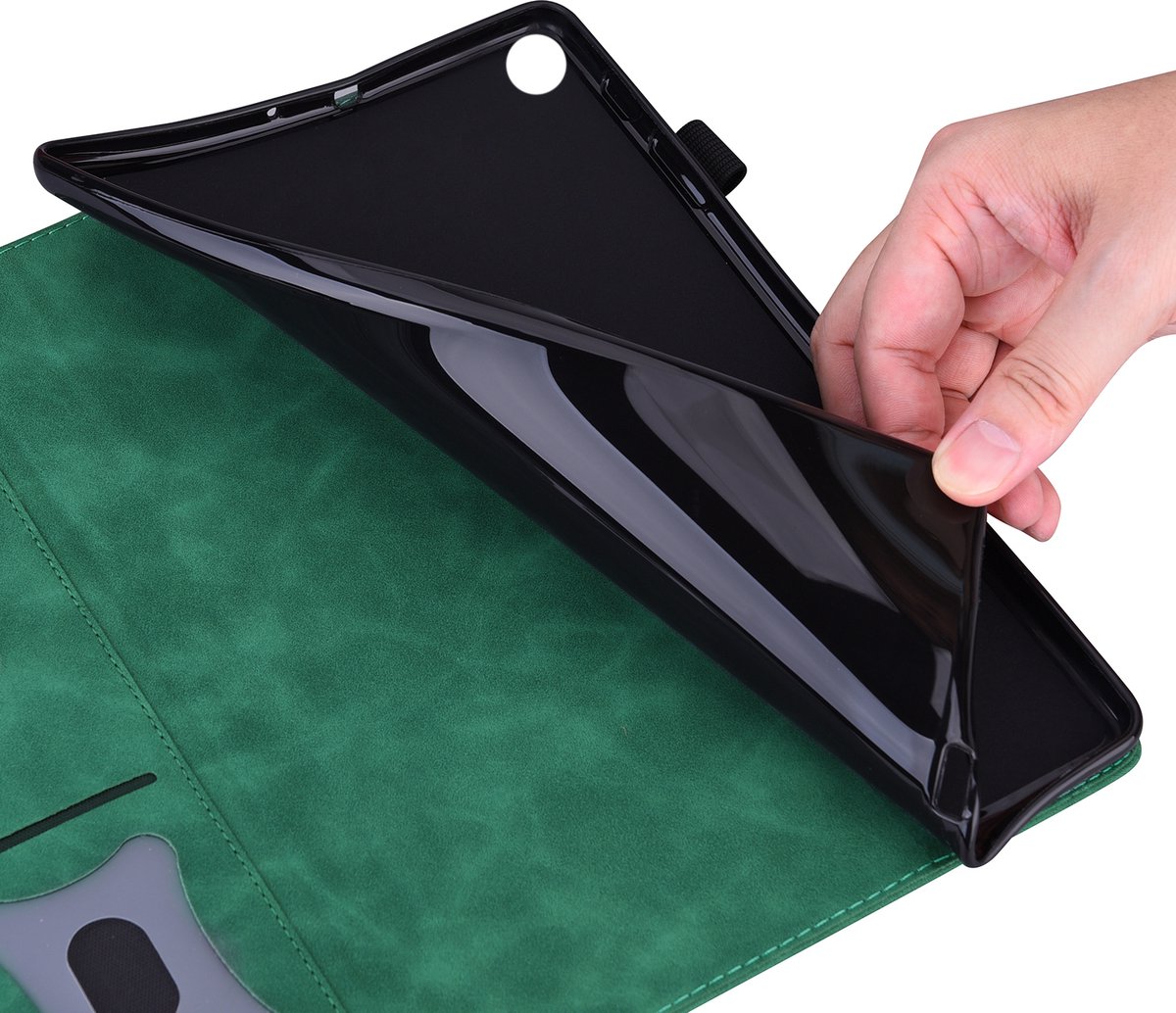 Case2go - Tablet hoes geschikt voor Lenovo Tab M10 HD Gen 2 (TB-X306X) - Business Wallet Book Case - Met pasjeshouder - Groen