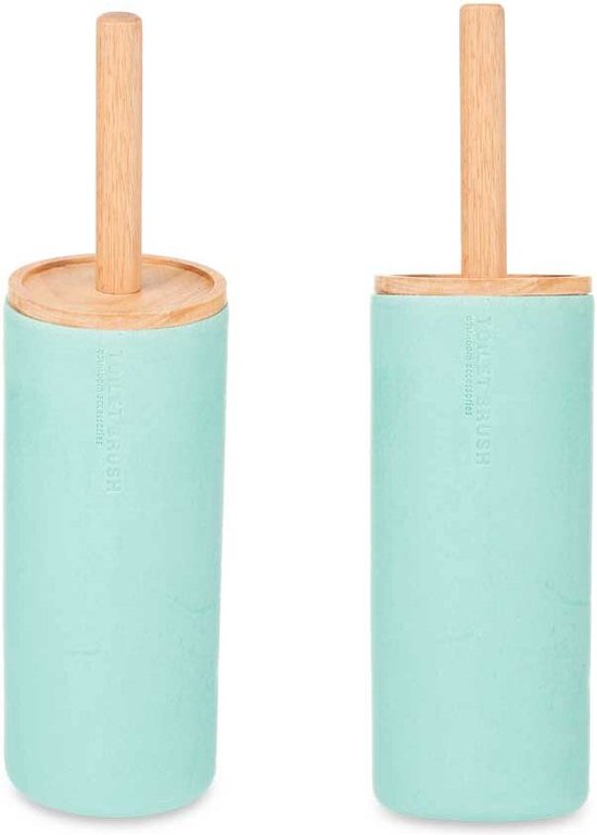 Items Toiletborstel houder - bamboe - naturel/zwart - 36 x 10 cm | Leen