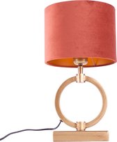 Tafellamp ring Devon small met kap | 1 lichts | koper / roest / goud / brons | metaal / stof | Ø 15 cm | 37 cm hoog | dimbaar | modern / sfeervol design