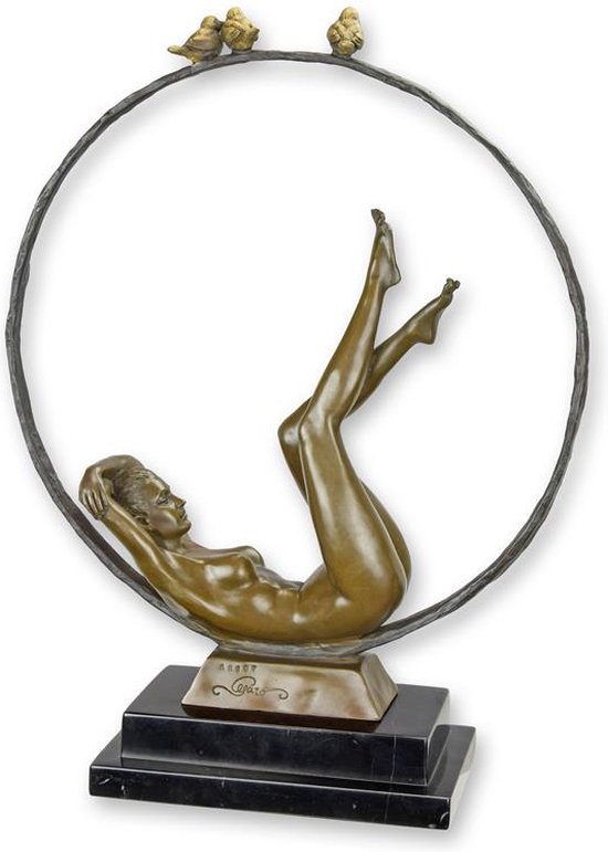 Bronzen beeld - brons naakte vrouw - sculptuur - 47,1 cm hoog