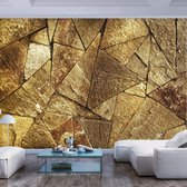 Fotobehangkoning - Behang - Vliesbehang - Fotobehang Gouden Tegels - Pavement Tiles (Golden) - 250 x 175 cm