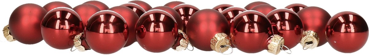 Othmar Decorations mini kerstballen - 24x st - donkerrood - glas - 2,5 cm – foto 4