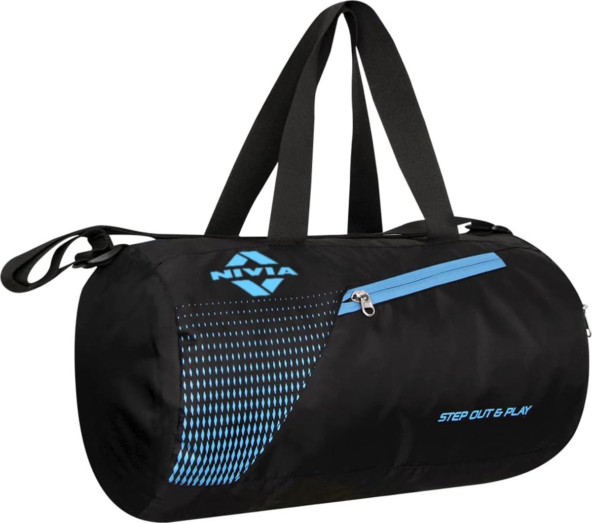 NIVIA Deflate Round 01 polyester gymtas/unisex gymtassen/verstelbare schoudertas voor heren/duffel gymtassen voor heren/draaggymaccessoires/fitnesstas/sport- en reistas/gymtas (zwart)