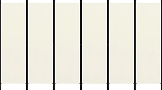 The Living Store Ruimteverdeler 6 panelen - 300 x 180 cm - Crèmewit - Polyester en ijzer