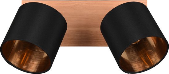 Reality - Spot plafond LED - Eclairage plafond - Culot E14 - 2 lumières - Rectangle - Marron - Aluminium
