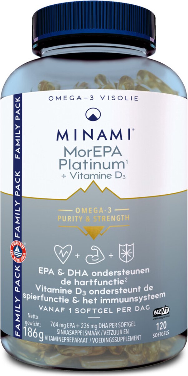 Goedkoopste Minami MorEPA platinum vitamine D3 120 Softgels