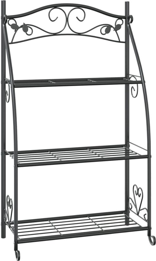 vidaXL Étagère à fleurs en acier - 56 x 30 x 96 cm - Zwart - Support pour plantes - Jardinière d'intérieur - Peinture extérieure