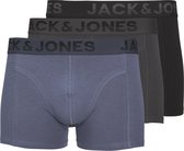 JACK & JONES Jacshade solid trunks (3-pack) - heren boxers normale lengte - zwart en jeansblauw - Maat: XXL