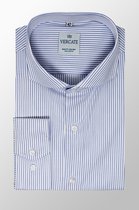 Vercate - Strijkvrij Overhemd - Wit Blauw - Wit Blauw Gestreept - Slim Fit - Poplin Katoen - Lange Mouw - Heren - Maat 44/XL