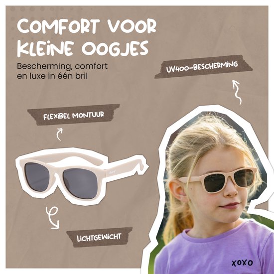 Maesy - kinderzonnebril Lino - 3-6 jaar - flexibel buigbaar - gepolariseerde UV400 bescherming - peuters en kleuters - jongens en meisjes - kinder zonnebril vierkant - beige ecru van Maesy — afbeelding 5