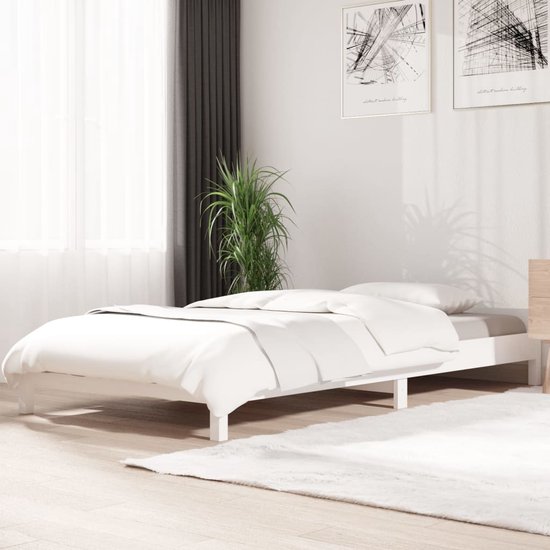 vidaXL - Bed - stapelbaar - 90x190 - cm - massief - grenenhout - wit