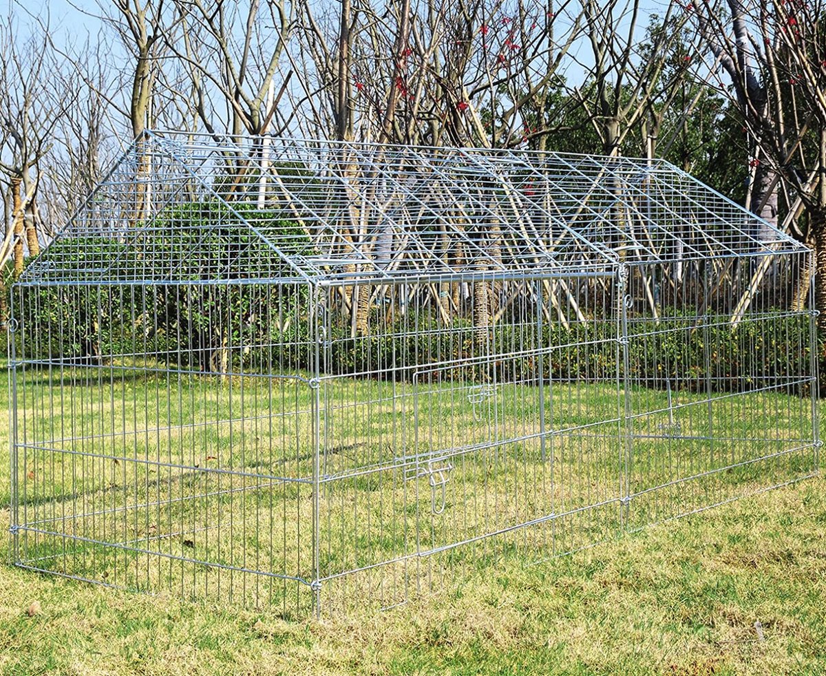 Happyment Luxe Dierenren Ziva XL - Ren - Kippenren - Puppyren - Kattenren - Konijnenren - Knaagdierenren - Hondenbench - Zilver - 220x103x103 cm thumbnail 8