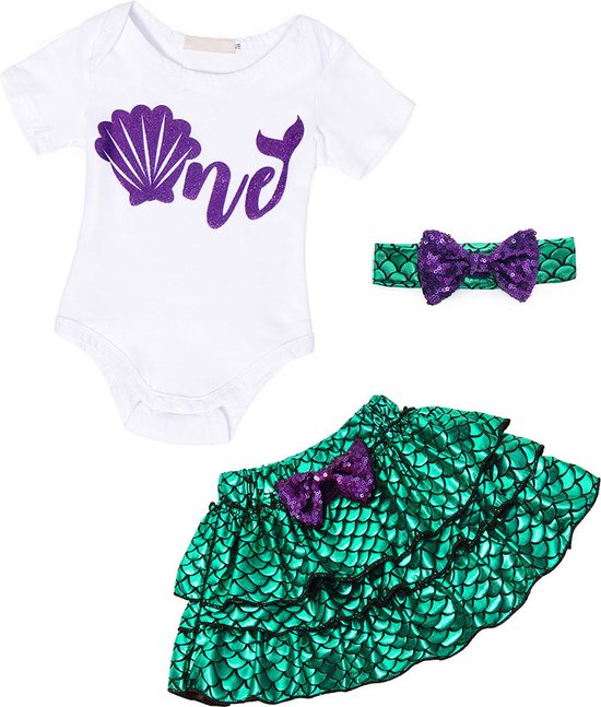 Joya Kids® Mermaid verkleedpakje voor Baby met haarband Maat 90