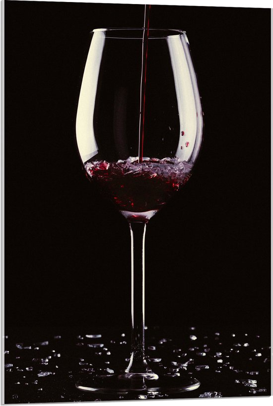 Acrylglas - Wijn - Wijnglas - Drank - Scherven - Schenken - Rood - 60x90 cm Foto op Acrylglas (Met Ophangsysteem)
