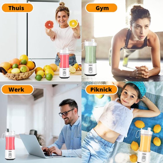 Draagbare blender - Fruitpersmixer - Mini smoothie maker - 380 ML - USB Oplaadbaar Mixer — afbeelding 2