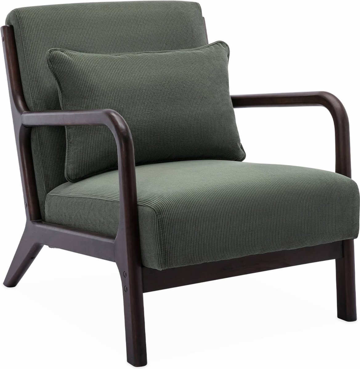 sweeek - Scadinavische fauteuil van wengé-kleurig hout en corduroy - lorens