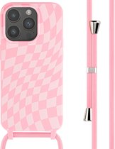 iMoshion Hoesje Geschikt voor iPhone 15 Pro Hoesje Met Koord - iMoshion Siliconen design hoesje met koord - Roze / Retro Pink