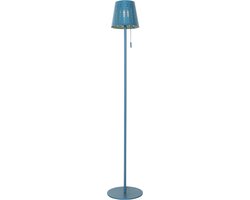 Foto: Qazqa ferre design dimbare led draadloze oplaadbare vloerlamp usb staande lamp met dimmer met solar zonne energie 1 lichts h 94 cm blauw buitenverlichting