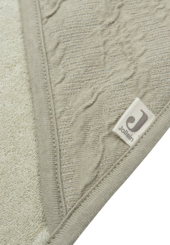 Jollein - Badcape 75x75cm - Baby Handdoek met Badcape, Omslagdoek, Badponcho - Soft Waves - Olive Green van Jollein — afbeelding 5