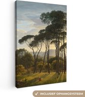 Canvas Schilderij Italiaans landschap met parasoldennen - Schilderij van Hendrik Voogd - 80x120 cm - Wanddecoratie