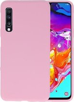Bestcases Color Telefoonhoesje - Backcover Hoesje - Siliconen Case Back Cover voor Samsung Galaxy A70 - Roze