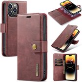 CaseMe - Telefoonhoesje geschikt voor iPhone 15 Pro - Bookcover - Met Afneembare Magneet-backcase - Ming Serie - Rood