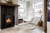 Aemely Chaise suspendue Cosy - Teddy blanc - structure blanc - Incl. Coussins - Fauteuil Egg - Fauteuil Egg