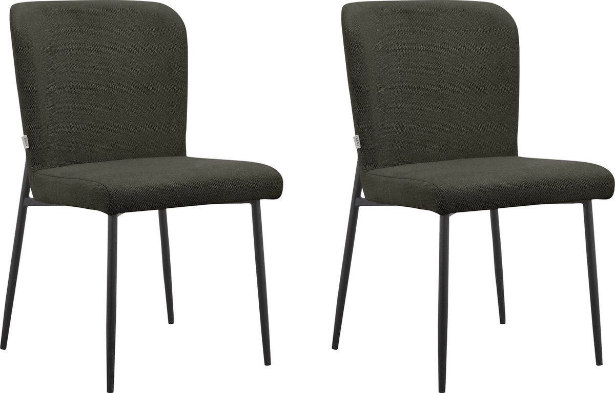 Oita-Eetkamerstoel - Set van 2 - Antraciet Stof
