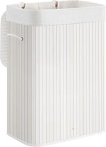 Bol.com Rootz Wasmand - Bamboe Wasmand - Kledingmand - Wasopberger - Inklapbare Wasmand - Rieten Wasmand - Wit - 40 x 30 x 60 cm aanbieding