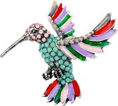 Broche Sierspeld Kolibrie Vogel Multicolor 4.8 cm / 4.3 cm / Groen Rood Lila Lichtroze
