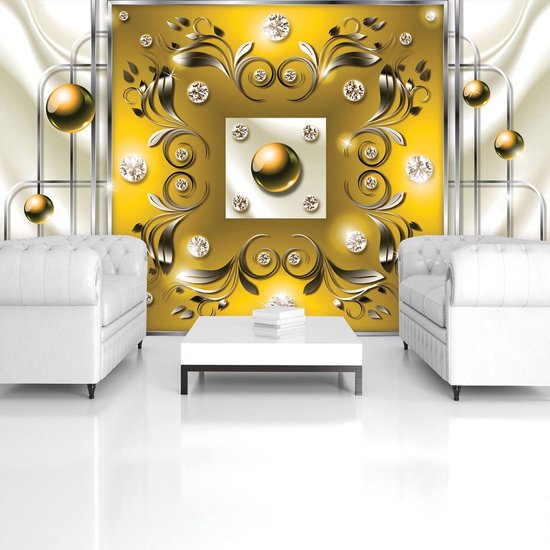 Argent | Photomural jaune, revêtement mural