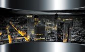 Fotobehang - Vlies Behang - Grote Stad door Metalen Lijst 3D - 368 x 254 cm