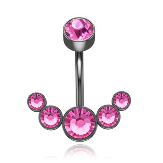 LGT JWLS Piercing in Anker vorm - Roze Kristal & Zwart