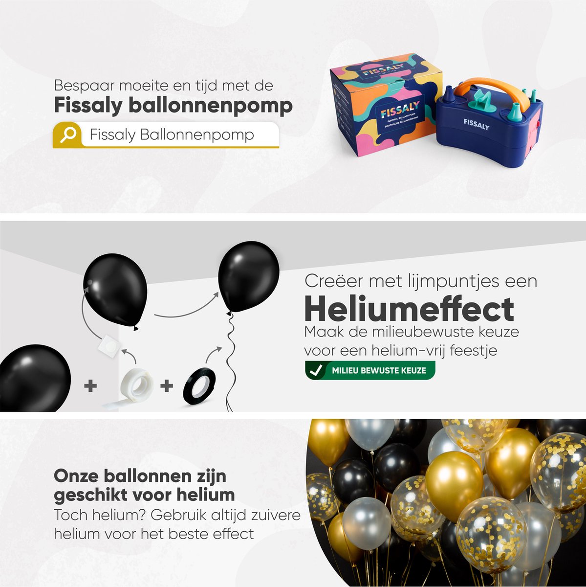 Fissaly 40 stuks Goud, Zwart & Wit Helium Ballonnen met Lint – Versiering Decoratie – Papieren Confetti – Latex - Happy New Year 2026 Versiering Pakket — afbeelding 6