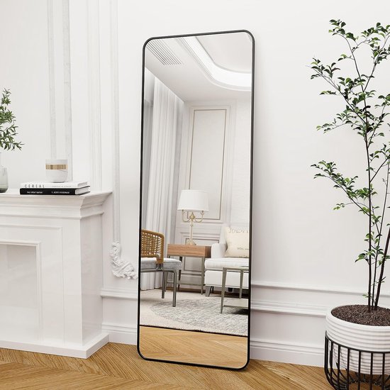 Miroir d'angle rond complet, 53 x 163 cm, miroir à fond rond, cadre en  alliage