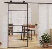 The Living Store Schuifdeur Transparant ESG-Glas - 90 x 205 cm - Aluminium Frame