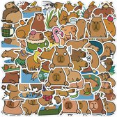 Capybara Stickers 50 Stuks | Dieren Stickers | | Grappige Stickers | Capybaras | Waterzwijn | Knaagdieren | Laptop Stickers | Stickers Kinderen en Volwassenen | Stickervellen | Plakstickers | Koffer Stickers | Stickers Bullet Journal en Planner