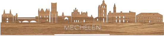 Standing Skyline Mechelen Eikenhout - 60 cm - Woondecoratie design - Decoratie om neer te zetten en om op te hangen - Meer steden beschikbaar - Cadeau voor hem - Cadeau voor haar - Jubileum - Verjaardag - Housewarming - Interieur - WoodWideCities