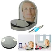 Cheqo® Reisetui met Spiegel & Pincet - Make Up Spiegel - Handige Set voor in de Tas op Reis - 5x Vergrotende Spiegel met Zuignap (8,5cm) en Pincet (8cm)
