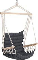 Katoenen Hangstoel Valary - Max 100 kg - Donkergrijs - Stof en Massief Hout - Modern design