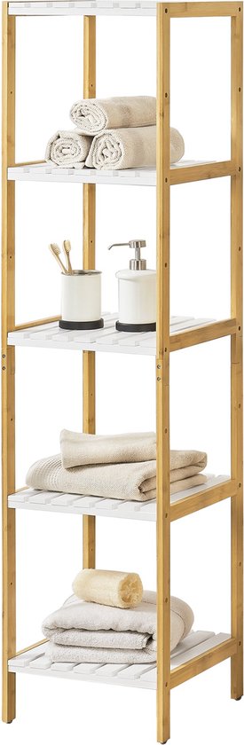 Opbergrek Alyssa - Staand rek - Met 5 planken - Bamboe - Minimalistisch design
