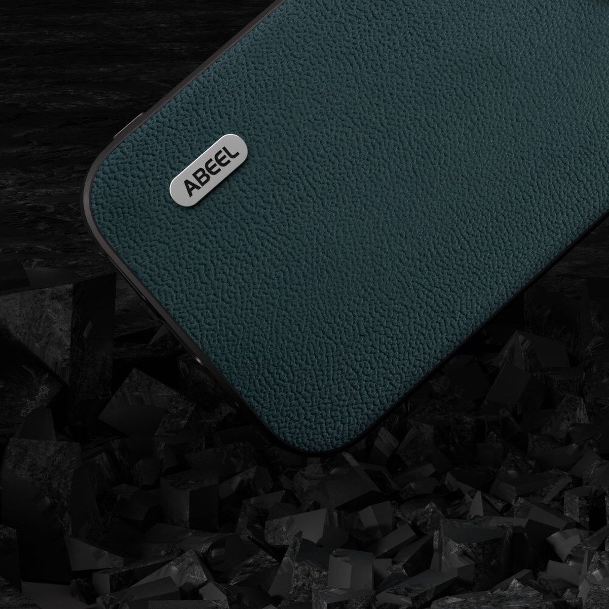 ABEEL Hoesje Geschikt voor Apple iPhone 15 Pro Max - Back Cover - Echt Leer Case met Litchi Textuur - Groen