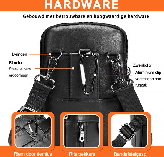 Mobiele Telefoon Crossbody Portemonnee, Kleine Riem Heuptas voor Mannen, Nylon Riem Clip Holster voor 6 Inch Telefoon