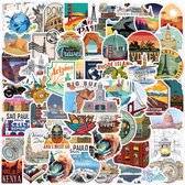 Koffer Stickers met Reis en Travel Thema - 100 Vakantie stickers met Steden & Landen - Verwijderbaar, Kleurvast - 5x5CM