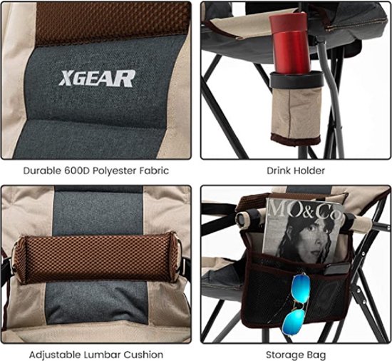 Mojawo 2 stuks Comfortabele vouwstoel, campingstoel voor