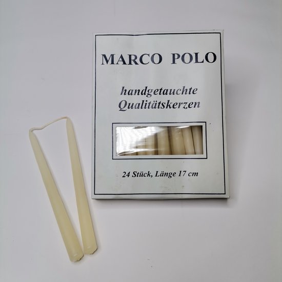 24 handgemaakte kwaliteits kaarsen 17cm en 1cm dik Marco Polo