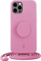 Just Elegance PopGrip - Apple iPhone 13 Pro Flexibel TPU Hoesje met koord - Pastel Pink